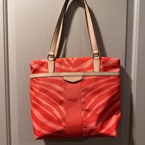 Coach Red and Tan Tote Bag